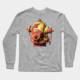 Red and Yellow Fire Hydrant Bonnet Long Sleeve T-Shirt